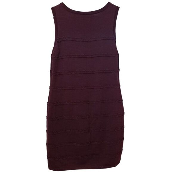 Calvin Klein Sweater Dress M Burgandy Wool Blend Sleeveless Stretch Striped - Picture 2 of 6